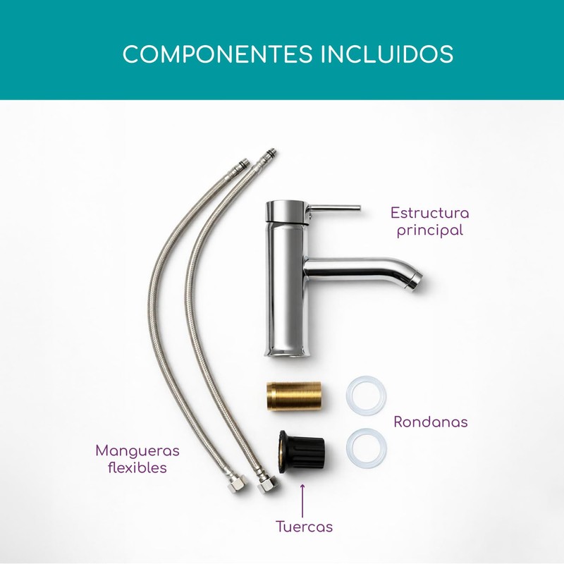 Grifo Llave Mezcladora Monocomando para Lavabo de Baño Línea Bastei