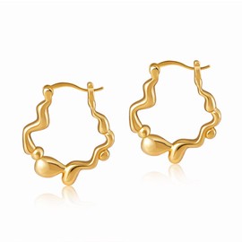 SEPTBIEN 18ct Gold Plated Chunky Geometric Knot Hoop Huggie Earrings for Women Statement Studs with Drop Dangle Earring (Irregular)