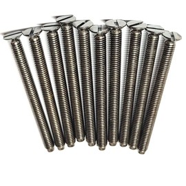 Electrical Long Socket Screws 40mm, 50mm, 75mm Black Nickel, Brass, Chrome M3.5 Screw Flat Raised Slotted Head Threaded Bolt for Switches, Plugs, Sockets, Fixings (20, Chrome, 40mm)