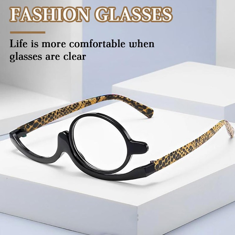 DWFEYOI Makeup Glasses, Rotating Single Lenses Makeup Glasses, Rotating Makeup