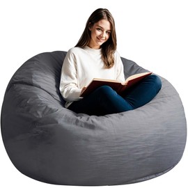 [Removable Cover] Bean Bag Chairs for Adult, Teens, Giant 4ft Memory Foam Bean Bag Chair, Memory Foam Bean Bag for Teens, Adults, Big Sofa Furnitures for Dorm Room and Living Room, Grey