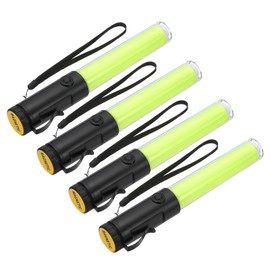 PATIKIL 4 Pack 11 Inch Signal Traffic Wand, Air Traffic Control Wand LED Flashlight with 3 Flashing Modes Side Clip Wrist Strap Lanyard for Parking Directing Guides, Yellow