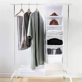 YINGGG 6 Shelves Hanging Wardrobe Organiser Storage Unit for Sweater Clothes (White, 20cm)