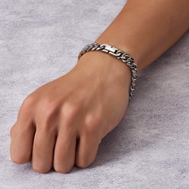 Philip Jones Men's 9mm Stainless Steel 8.5 Inch Curb Chain Bracelet