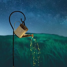 EpicGadget Outdoor Solar Garden Watering Can with String Lights - Outdoor Hanging Water Can Retro Metal Solar Lights with Hook for Walkway Pathway Backyard Christmas Decoration Parties