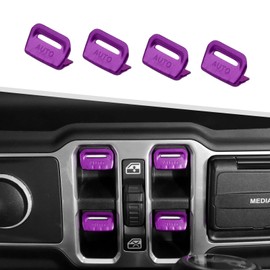 Jimen for JL/JT Window Button Cover, 4 Pack Window Switch Cover Trim Interior Accessories Compatible with Jeep Wrangler JL and Gladiator JT 2018-2023, Aluminum Alloy (Purple)