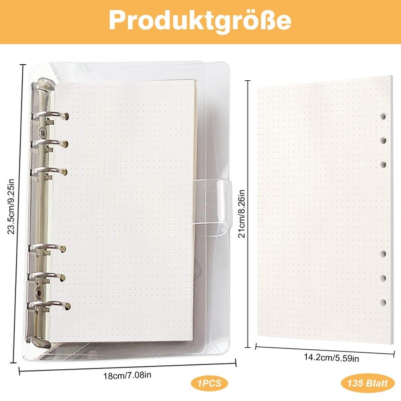 A5 Refill Paper, 3 Pack A5 Paper Dotted 6 Holes