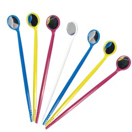 100 pcs Disposable Dental Inspection Mirror ，Mouth Mirrors Oral Dental Mirror Anti Fog Mouth Mirror Independent Packaging Plastic Dental Mirror Dental Tools in 4 Colors