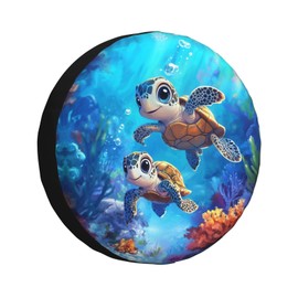 Baby Turtle Sea Spare Tire Cover Wheel Protectors for Rv Camper Travel Trailer SUV Truck 15 Inch