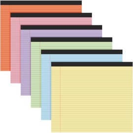 Lincia 6 Pads 11" x 9.5" Legal Pads College Ruled Notepad Landscape Pads of Paper Colored Lined Paper Pads 40 Sheets/Pad 80 GSM Assorted Colors Pastel Writing Pads for School Office (Bright Color)