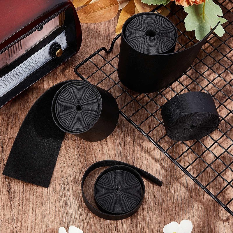 GORGECRAFT 1/2" Wide Faux Grain Buffalo Black Leather Strip 79"