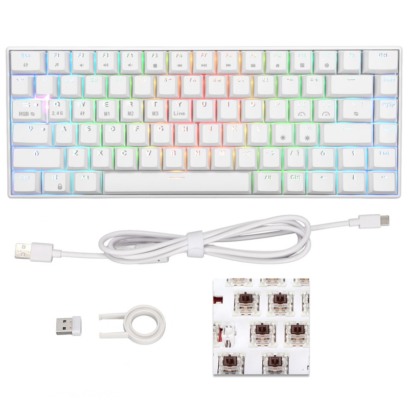 Mechanical Keyboard 82 Keys RGB Wireless 2.4G BT3.0 Type C