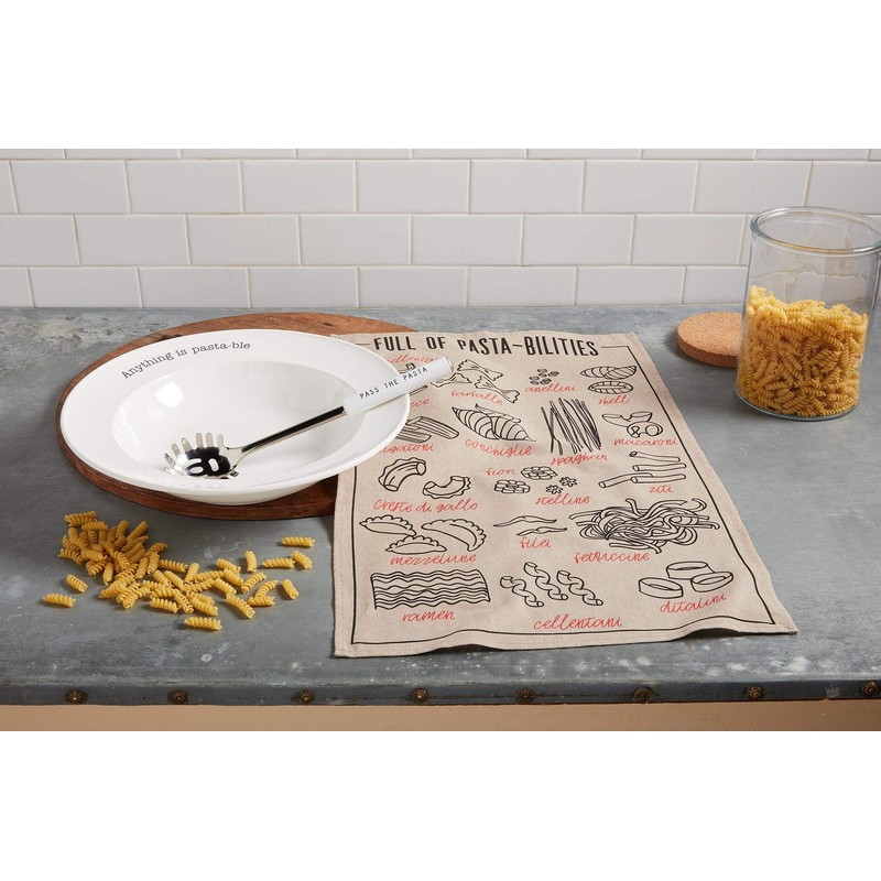 Mud Pie Circa Pasta Bowl with Towel, White, "bowl 3"