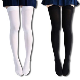 NCREEK Boys, Large Size, Tights, Socks, Stretchy, Unisex, Cute, Cosplay, Fashionable Item (White)