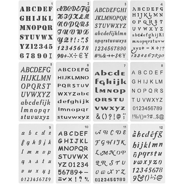 KGDUYC Pack of 12 Letter Stencils for DIY Scrapbook, Painting,