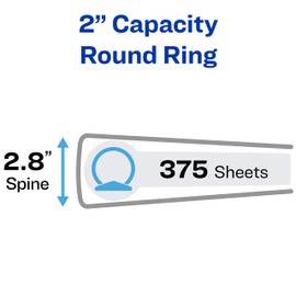 Avery Economy View 3 Ring Binders, 2" Round Rings, 12 White Binders (05731)