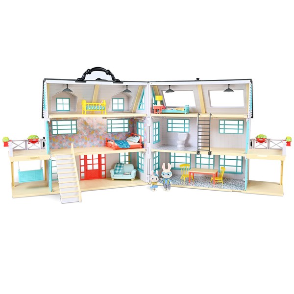 Sunny Days Entertainment Honey Bee Acres Buzzby Farmhouse – 49 Furniture Accessories with 2 Exclusive Figures | 15 Inch Dollhouse Playset | Pretend Play Toys for Kids
