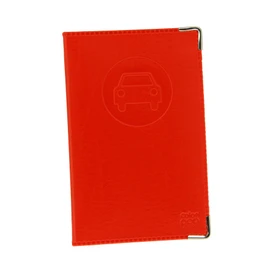 Color Pop - Car Document Holder - New - Red - Faux Leather - Unisex - 2 Compartments - Flip Closure - Transparent Card Case