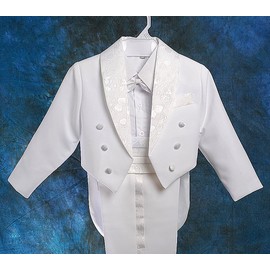 Lito Angels Boys' Classic Tuxedo with Tail Formal Suits Wedding Outfit 5 Piece Set Size 5 White