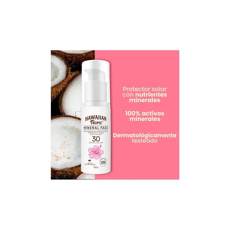 Protector Solar Facial Hawaiian Tropic Mineral 30FPS 50ml