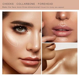 Iluminador en barra de 2 colores, paleta iluminadora para rostro, paleta iluminadora para rostro de alto brillo, acabado brillante Narutal, barra para dar forma y contorno al rostro, maquillaje