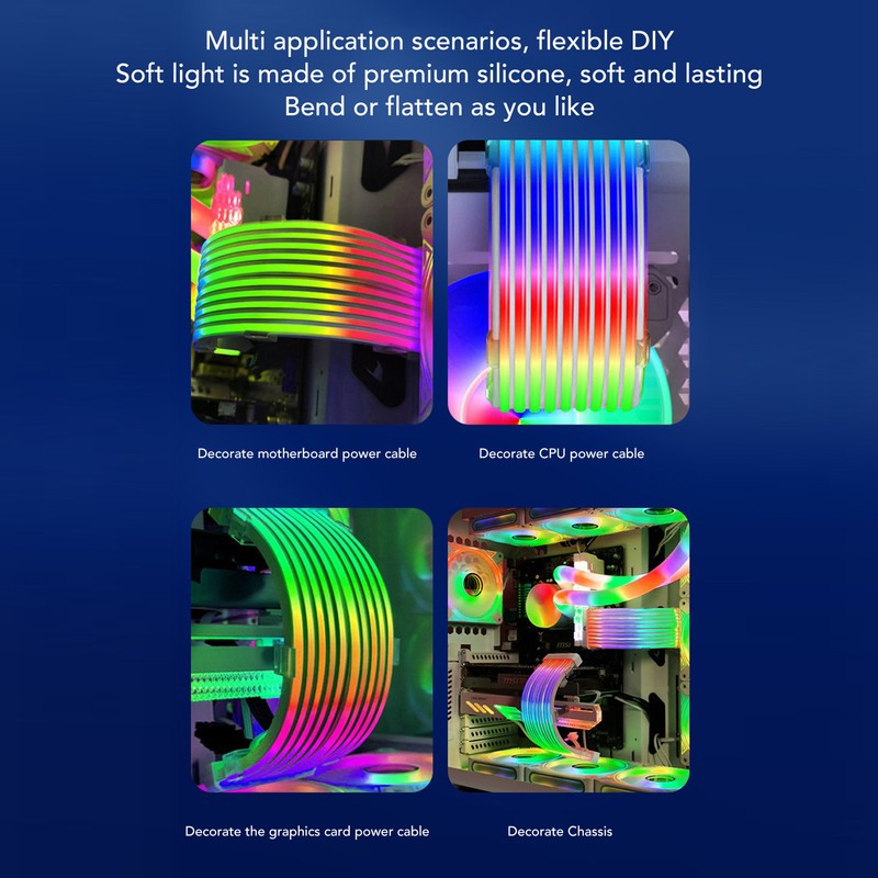 ARGB Extension Sleeved Cable Professional 5V 3 Pin Synchronized PSU