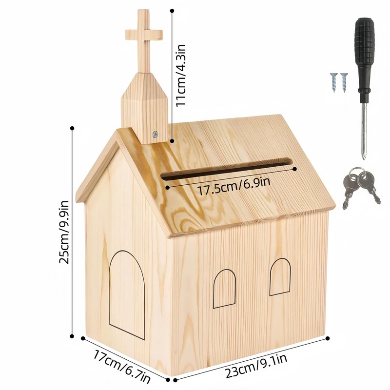 Dmnnlp Offering Boxes for Church, Cross Prayer Request Box with