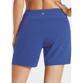 BALEAF Pantalones cortos de nataci n de cintura alta de 5 pulgadas para mujer, de secado r pido, UPF 50+, traje de ba o con forro, Azul (Dazzling Blue), XL