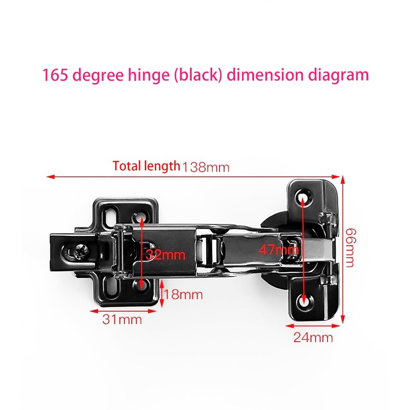 Fully Covered Frameless Cabinet Hinge, 2pack 165 Degree ConceSoft Close