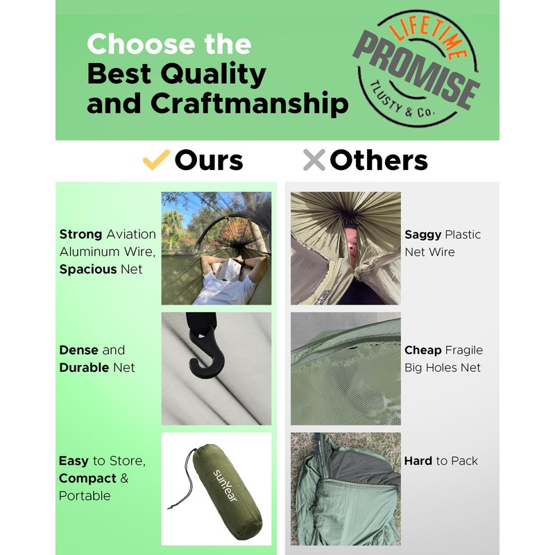 Sunyear Camping Hammock with Net - Double&Single Hammock with House-Like