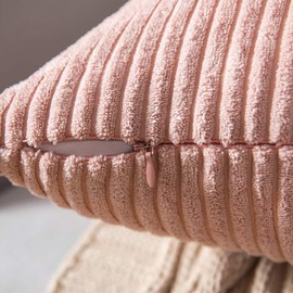 MIULEE Pack of 2 Corduroy Soft Solid Decorative Square Throw Pillow Covers Cushion Cases Pillow Cases for Couch Sofa Bedroom Car 26 x 26 Inch, Pink
