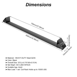 Colinktool Heavy Duty Steel Coil Chock/Bunk/Rack, 33” Long Coil Rack for Flatbed Trailer -10pack