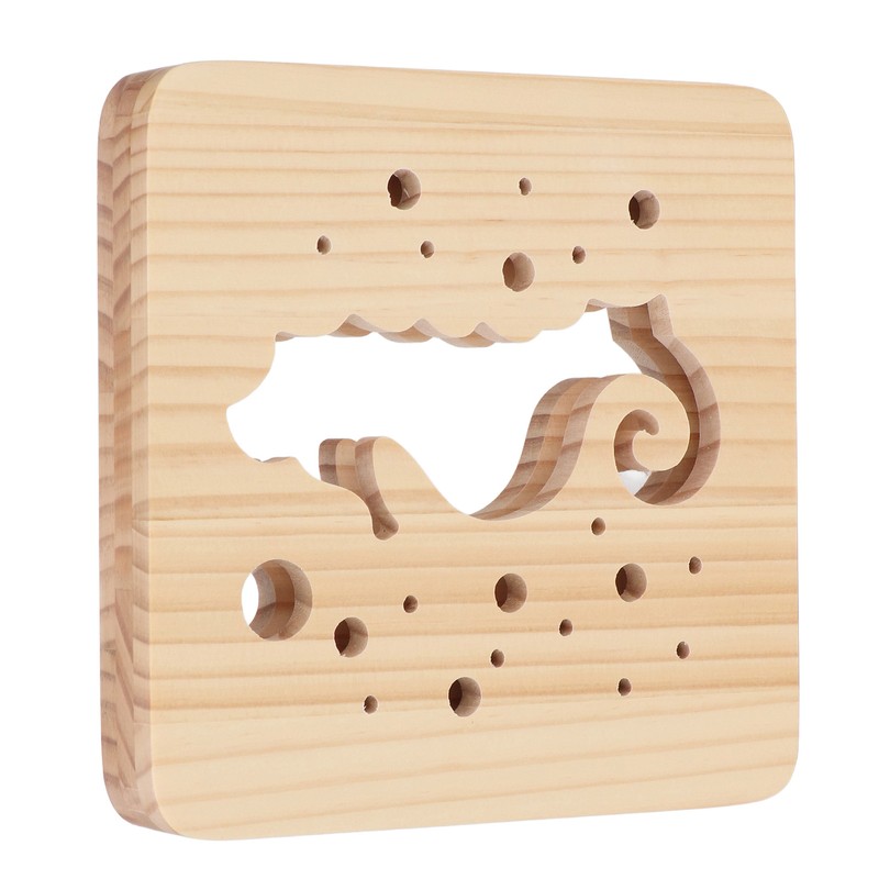 Wooden 3D LED Light Hollow Seahorse Pattern USB Power Supply