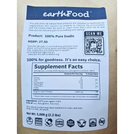 EarthFood Inulin Powder: Full COA, Chicory Root water extract, 1kg (2,2 lbs) Prebiotic