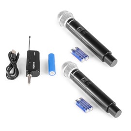 VONYX WM552 Dual Wireless Microphone System | Wireless Handheld Mic Set with UHF Jack Adaptor | Ideal for Karaoke, Presentations, and Events | Reliable, Easy-to-Use Wireless Microphone System