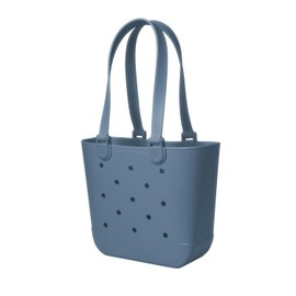 Simple Modern Medium Beach Bag | Waterproof Getaway Rubber Tote with Zipper Pocket for Travel, Pool, Boat, Groceries, Sports | Blue Dune