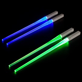 Swetup 2 Pairs of Luminous Chopsticks, Light Chopsticks, LED Lightsaber Chopsticks, BPA Free and Food-Safe, Light Chopsticks for Kitchen Dinner Party, Dishwasher Safe
