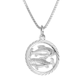 trendor Pisces Zodiac Sign Necklace, 925 Silver, Fashionable Zodiac Sign Pendant for Women, Necklace Made of Sterling Silver 15360-03, Sterling Silver