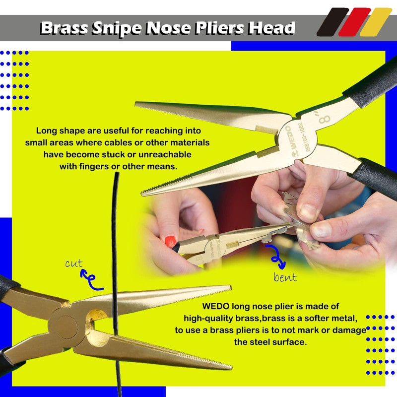 WEDO 2-Piece Brass Pliers Set - 8" Bent & 45-Degree