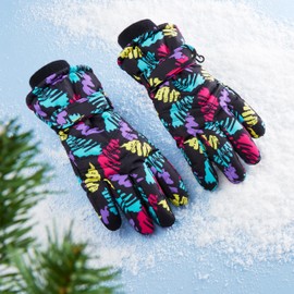 CityComfort Girls Skiing Gloves Fleece Lined Touch Screen Gloves Thermal Waterproof Windproof Snowboarding (Multicolour, 6-8 Years)