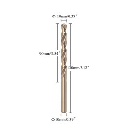 TA-VIGOR 2Pcs 10mm Straight Shank Twist Drill Bit, High Speed Steel M35 Cobalt Twist Drill Bit with 10mm Shank for Drilling Tool Stainless Steel Metal Plastic Wood