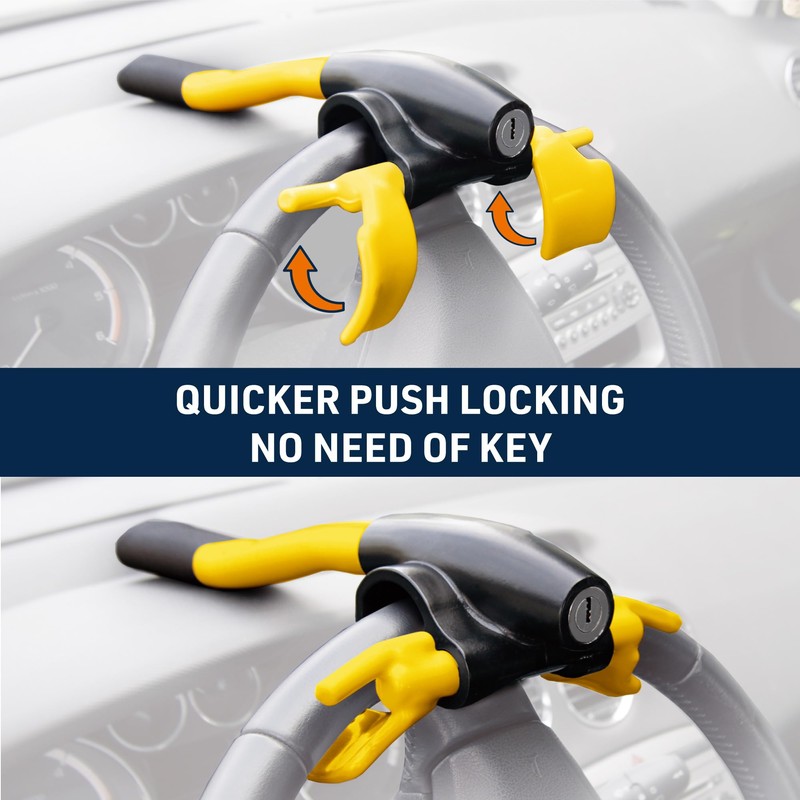 BLOKAUTO 9595 Car Steering Wheel Lock Anti-Theft Device, Visible and