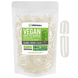 Xprs Nutra Cápsulas Vacías Veganas Tamaño 000 250 Transparentes Píldora Vegetariana Llenado Vegetales Diy Píldoras