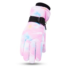 Kids Ski Gloves Waterproof Thermal Snow Gloves for Girls Aged 5-15, Windproof Non-Slip Winter Mittens with Adjustable Cuffs, Warm Snowboard Mittens for Sledding Skating Outdoor Sports (9-15 years)