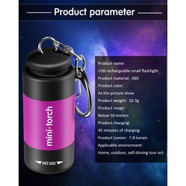 12 Mini Llavero Linterna, Antorcha USB Linterna LED Colorida Recargable Lámpara de Llavero de Alta Potencia, Multicolor (Luz Blanca)