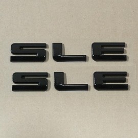 2Pc Door Fender Tailgate SLE Emblem 3D Nameplates Letter Badge Replacement (Gloss Black)