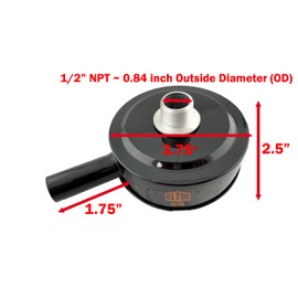 1/2" NPT Air Compressor Intake Filter Silencer Metal Housing and Element