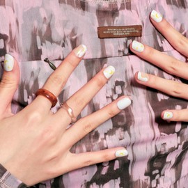 GLAMERMAID White Extra Short Press on Nails, Nude Fake Nails Short Squoval with Galaxy, Natural Round Square Glue on Nail Glossy Gel, Acrylic False Nail Manicure Kits for Women, Reusable Stick on Nail