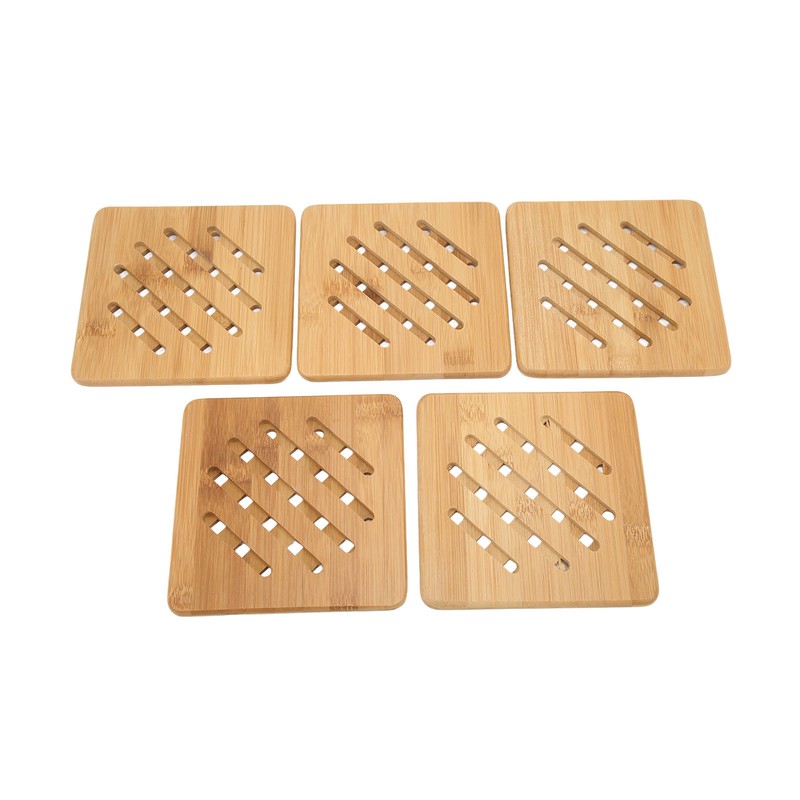 5 Pcs Bamboo Hot Pad Table Mat Bamboo Trivet Pot