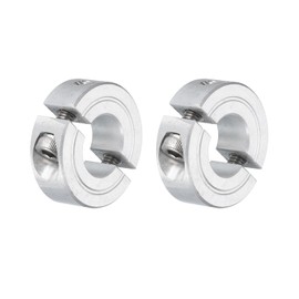 sourcing map 2Pcs Double Split Clamp-On Shaft Collar for 1/2" Shaft, Two-Piece Clamping Collar 1-1/8" OD, 13/32" Thickness, Aluminum Alloy Set Screw Split Collar Clamp